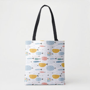 Cute Doodle School of Fish Pattern Draagtas