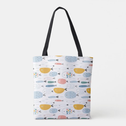 Cute Doodle School of Fish Pattern Draagtas (Achterkant)