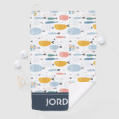 Cute Doodle School of Fish Pattern Golfhanddoek (Insitu)