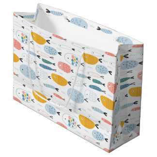 Cute Doodle School of Fish Pattern Groot Cadeauzakje