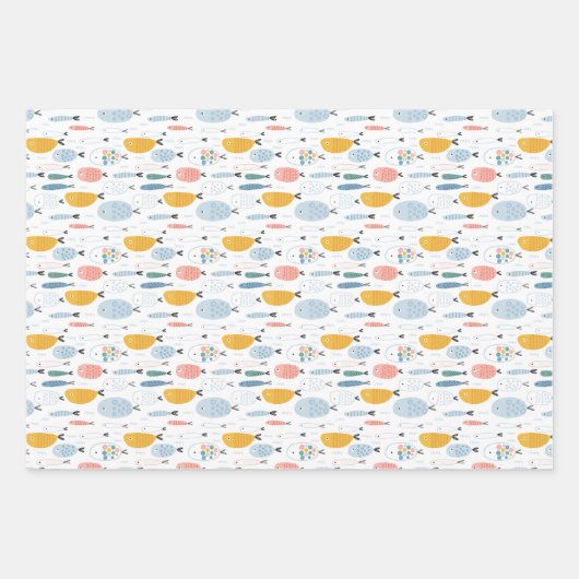 Cute Doodle School of Fish Pattern Inpakpapier Vel (Voorkant 2)