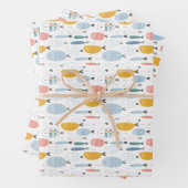 Cute Doodle School of Fish Pattern Inpakpapier Vel (In situ)