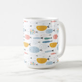 Cute Doodle School of Fish Pattern Koffiemok (Voorkant rechts)