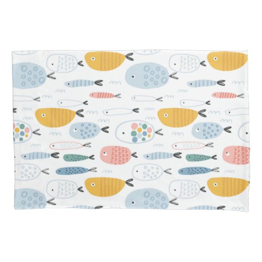Cute Doodle School of Fish Pattern Kussensloop (Voorkant)
