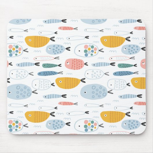 Cute Doodle School of Fish Pattern Muismat (Voorkant)