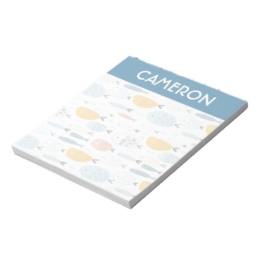 Cute Doodle School of Fish Pattern Notitieblok (Gedraaid)