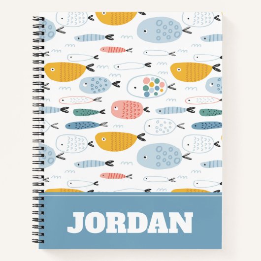 Cute Doodle School of Fish Pattern Notitieboek (Voorkant)