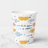 Cute Doodle School of Fish Pattern Papieren Bekers (Rechts)