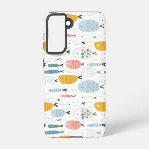 Cute Doodle School of Fish Pattern Samsung Galaxy Hoesje