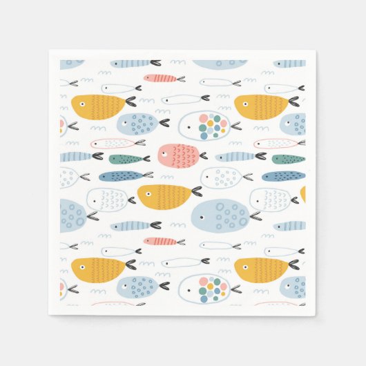 Cute Doodle School of Fish Pattern Servet (Voorkant)