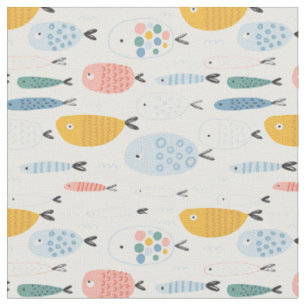 Cute Doodle School of Fish Pattern Stof