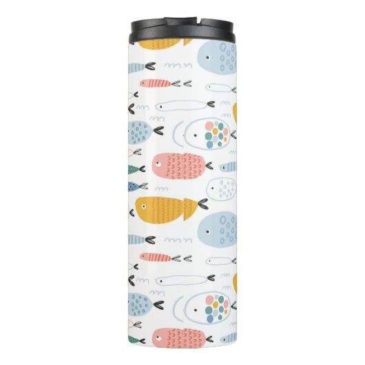 Cute Doodle School of Fish Pattern Thermosbeker (Achterkant)