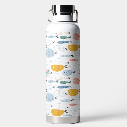Cute Doodle School of Fish Pattern Waterfles (Achterkant)