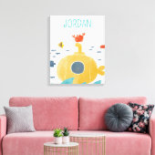 Cute Doodle Submarine | Onderzoek Canvas Afdruk (Insitu (Woonkamer))