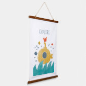 Cute Doodle Submarine | Onderzoek Hangend Wandkleed (Gebogen)