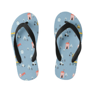 Cute Doodle Town Scene Patroon Kinder Teenslippers