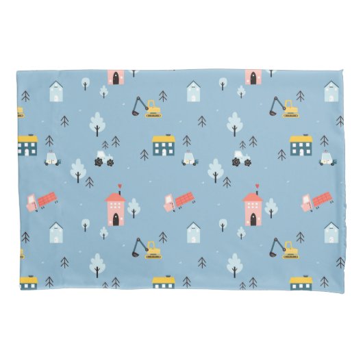 Cute Doodle Town Scene Patroon Kussensloop (Voorkant)