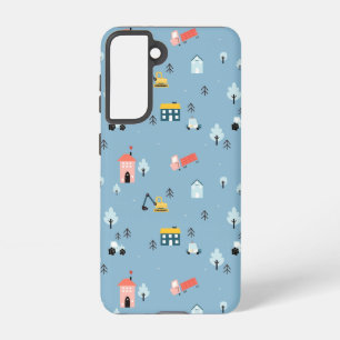 Cute Doodle Town Scene Patroon Samsung Galaxy Hoesje