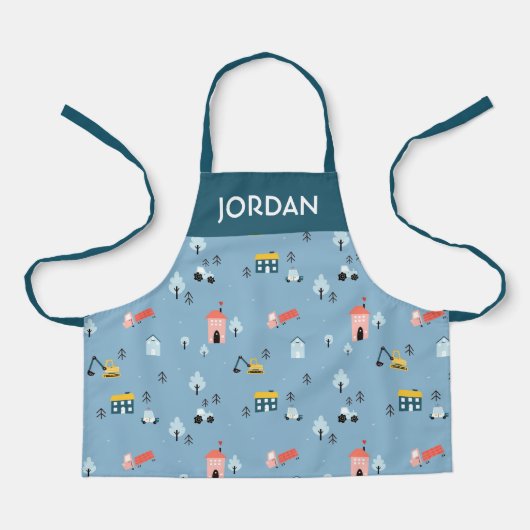 Cute Doodle Town Scene Patroon Schort (Voorkant)