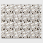 Cute Doodle Woodland Beer Pattern Cadeaupapier (Vlak)