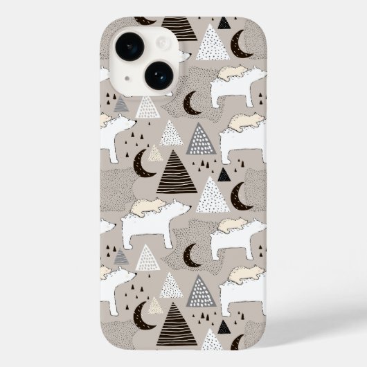 Cute Doodle Woodland Beer Pattern Case-Mate iPhone Case (Achterkant)