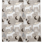 Cute Doodle Woodland Beer Pattern Douchegordijn (Voorkant)