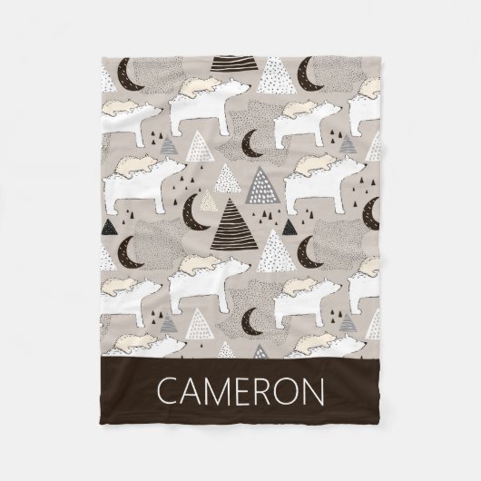 Cute Doodle Woodland Beer Pattern Fleece Deken (Voorkant)