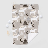 Cute Doodle Woodland Beer Pattern Golfhanddoek (Insitu)