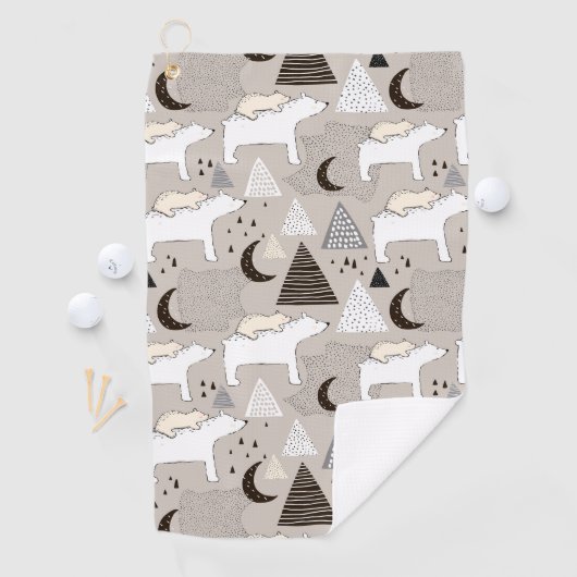 Cute Doodle Woodland Beer Pattern Golfhanddoek (Insitu)