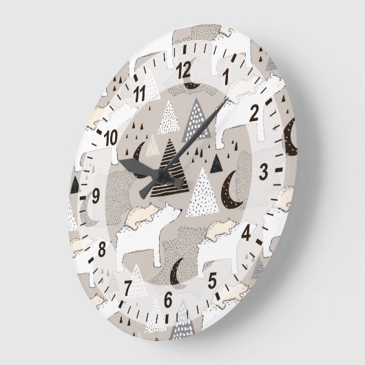 Cute Doodle Woodland Beer Pattern Grote Klok (Hoek)