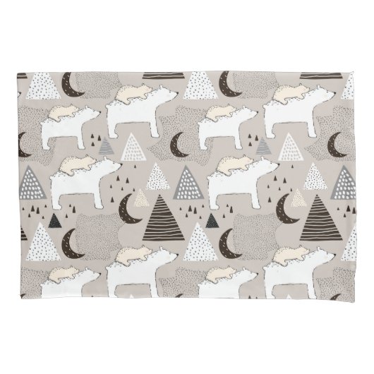 Cute Doodle Woodland Beer Pattern Kussensloop (Voorkant)