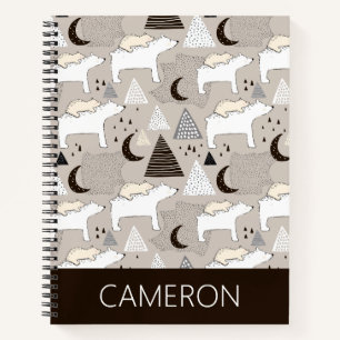 Cute Doodle Woodland Beer Pattern Notitieboek