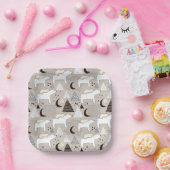 Cute Doodle Woodland Beer Pattern Papieren Bordje (Feest)