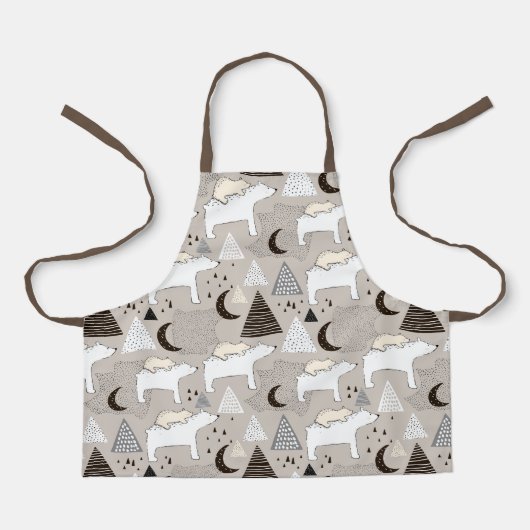 Cute Doodle Woodland Beer Pattern Schort (Voorkant)