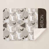 Cute Doodle Woodland Beer Pattern Sherpa Deken (Voorkant (horizontaal))