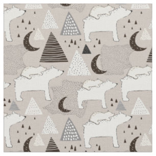 Cute Doodle Woodland Beer Pattern Stof