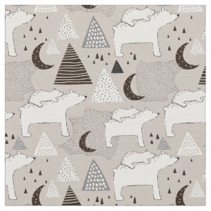 Cute Doodle Woodland Beer Pattern Stof
