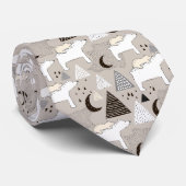 Cute Doodle Woodland Beer Pattern Stropdas (Opgerold)