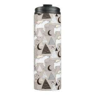 Cute Doodle Woodland Beer Pattern Thermosbeker