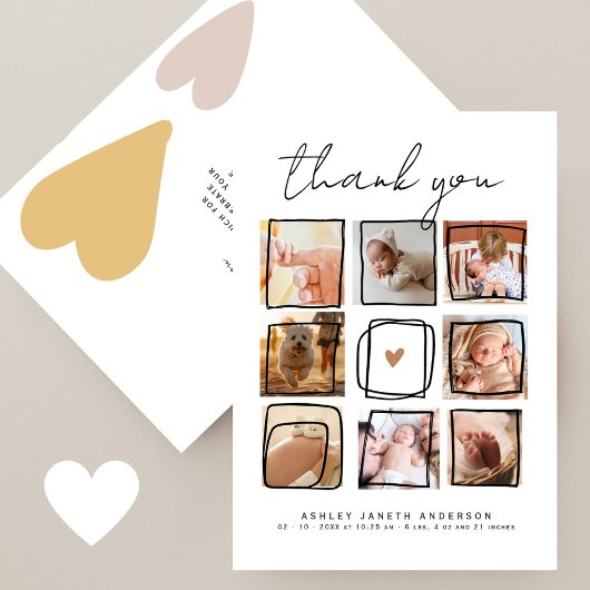Cute Doodles Multi Foto Bedankt Baby Shower