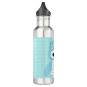 Cute Dotty Blue Owl Art gepersonaliseerd Waterfles (Links)