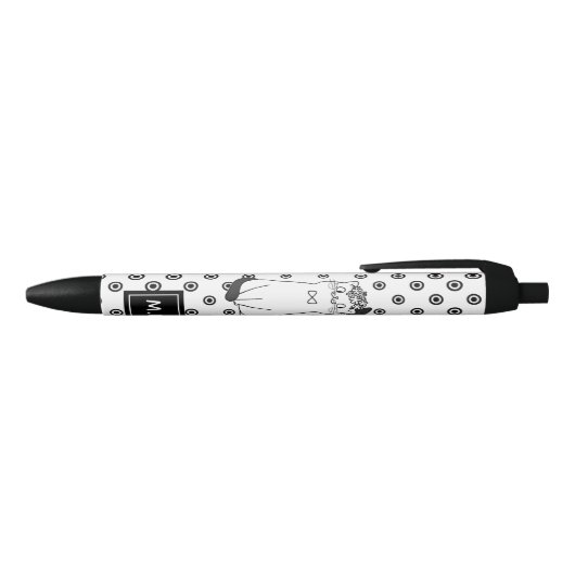 Cute Dotty Cats in Love Monogram Zwarte Inkt Pen (Bovenkant)