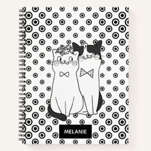 Cute Dotty Cats in Love Personated Notitieboek