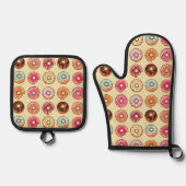 Cute Doughnut Pattern Ovenwant & Pannenlap Set (Voorkant)