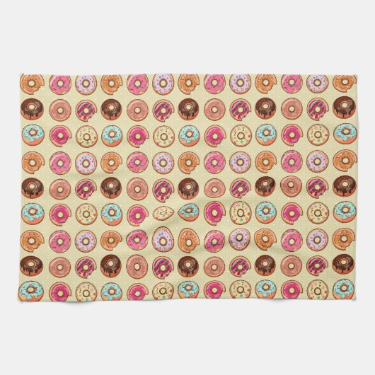 Cute Doughnut Pattern Theedoek (Horizontaal)