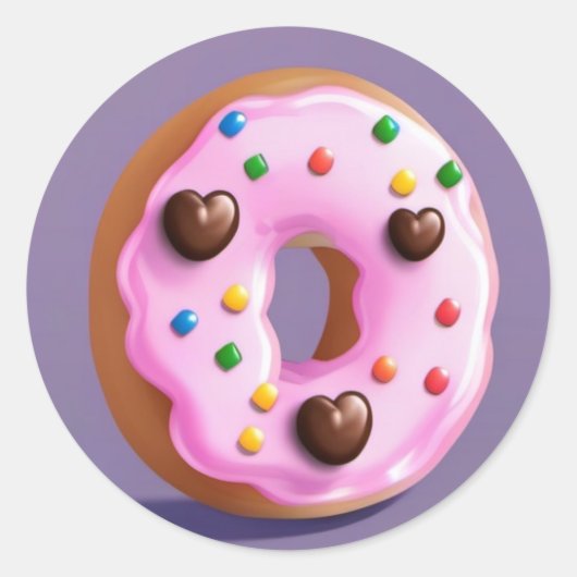 Cute Doughnut Ronde Sticker (Voorkant)