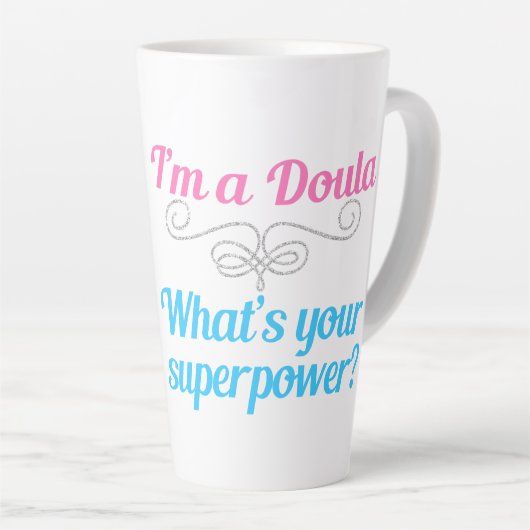 Cute Doula Superheld Latte Mok (Rechterhoek)