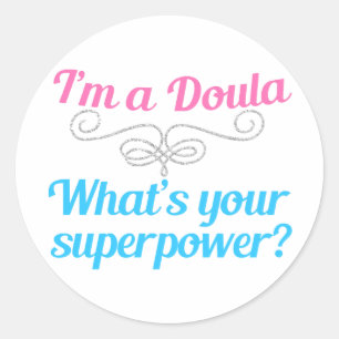 Cute Doula Superheld Ronde Sticker