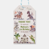 Cute Dragon 1st Birthday Party Cadeaulabel (Achterkant)