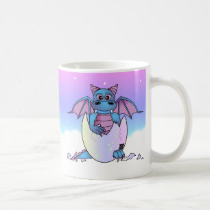 Cute Dragon Baby in Cracked Egg - Blauw / Paars Koffiemok
